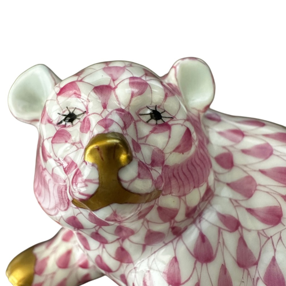 RARE Herend Pink Bear Cub Figurine - Picture 2 of 5